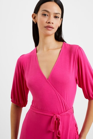 Vestido traçado Wrap - Fúcsia