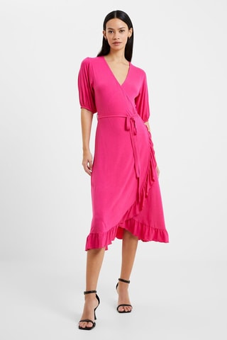 Vestido traçado Wrap - Fúcsia