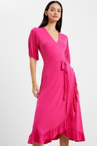 Vestido traçado Wrap - Fúcsia