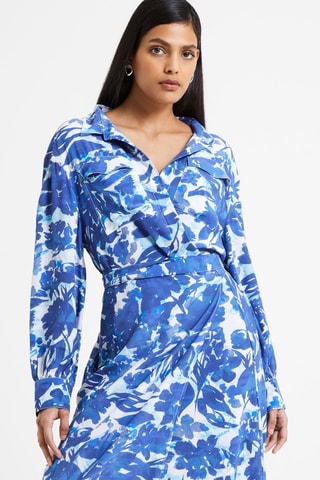 Vestido médio Bailee - Azul-cobalto