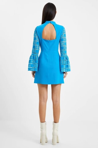 Vestido direito bi-matéria Garnet - Turquesa