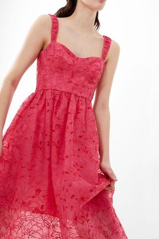 Vestido estilo patinadora em guipura Embroidered - Rosa