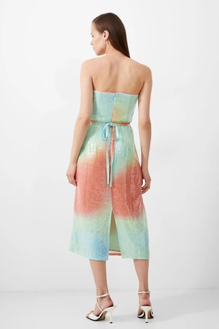 Vestido corpete Carwen - Azul-claro e laranja