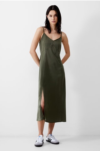 Vestido Satin - Caqui