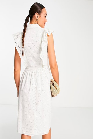 Vestido-camisa em bordado inglês Broderie - Branco
