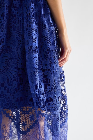 Vestido estilo patinadora em renda Elsa - Azul-real