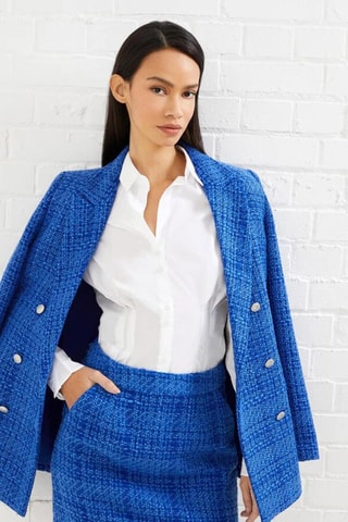 Saia direita em tweed Azzurra - Azul