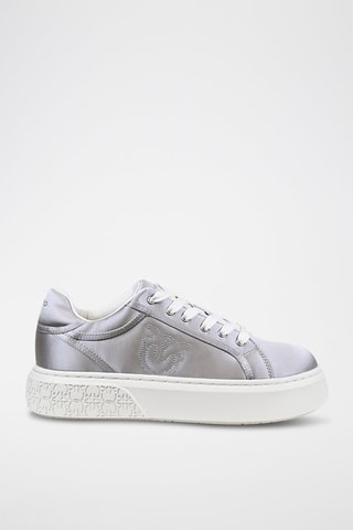 Leren Platform Gympen Yoko - Zilverkleurig