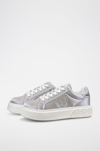 Leren Platform Gympen Yoko - Zilverkleurig