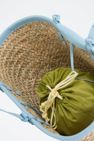 Leren Shopper - Blauw en Crèmekleurig