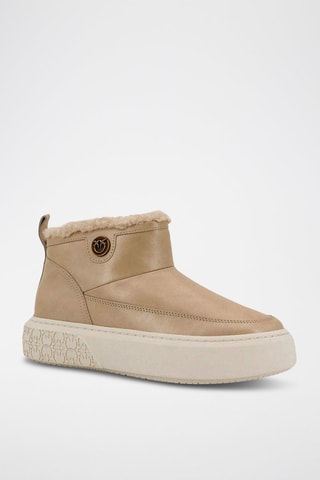 Gevoerde Leren Enkellaarzen Yoko 22 - Beige