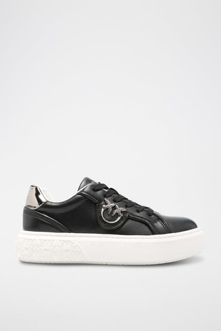 Kalfsleren Platform Sneakers - Zwart