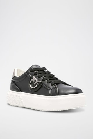 Kalfsleren Platform Sneakers - Zwart