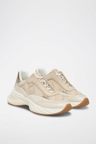 Kalfsleren Platform Sneakers - Beige