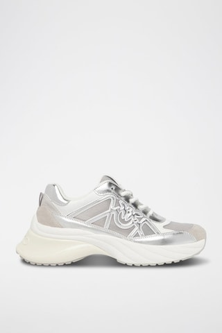 Leren Platform Sneakers - Zilverkleurig