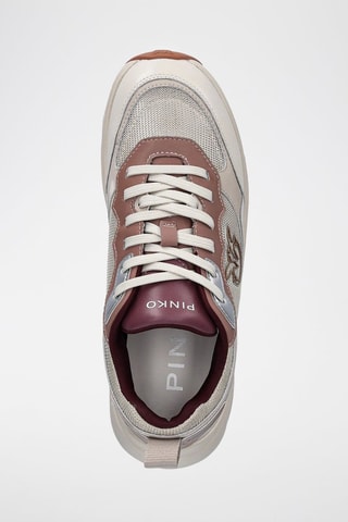 Kalfsleren Platform Sneakers - Beige en Bordeauxrood
