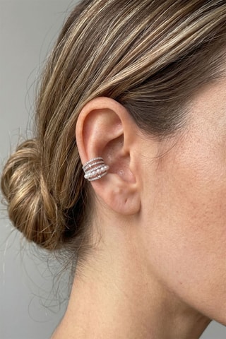 Earcuff - Argenté et blanc
