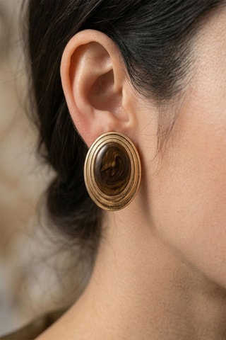 Boucles d'oreilles - Doré et marron