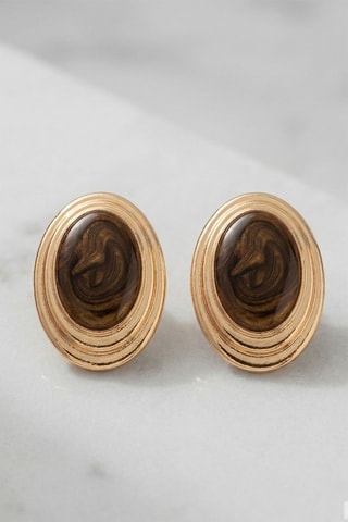 Boucles d'oreilles - Doré et marron