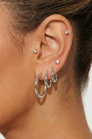 3 paires de créoles et 7 puces - Zircons
