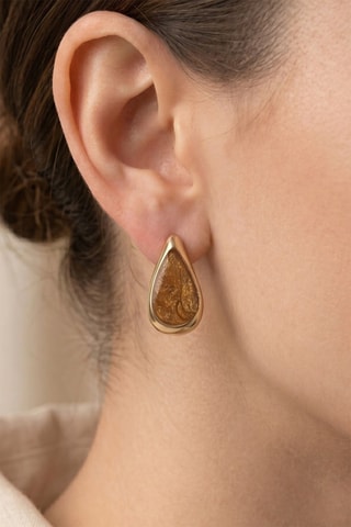 Boucles d'oreilles - Doré et marron