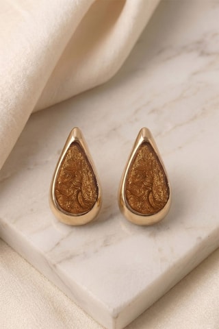 Boucles d'oreilles - Doré et marron