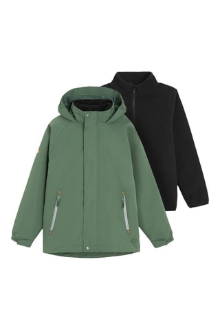 Veste à capuche 2-en-1 - Vert et noir