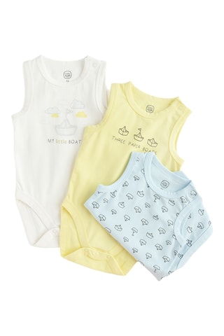 3 bodys - Jaune, ciel et blanc