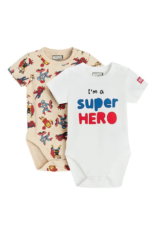 2 bodys Avengers Marvel - Beige et blanc