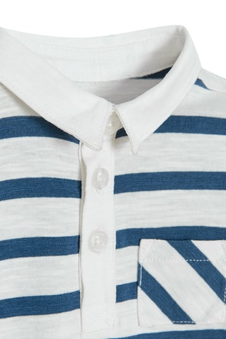 Body-polo Blanc chiné et bleu canard chiné