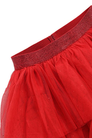 Jupe volantée Rouge