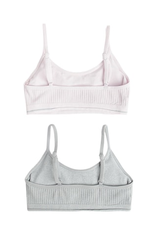 2 brassières push-up - Gris et rose