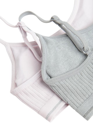 2 brassières push-up - Gris et rose