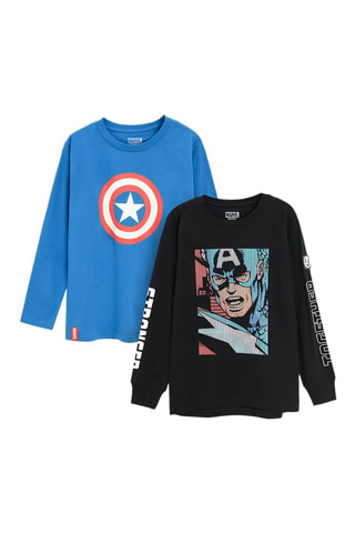 2 t-shirts Captain Marvel Avengers Marvel - Bleu et noir