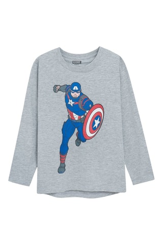 2 t-shirts Captain America Avengers Marvel - Gris chiné et blanc