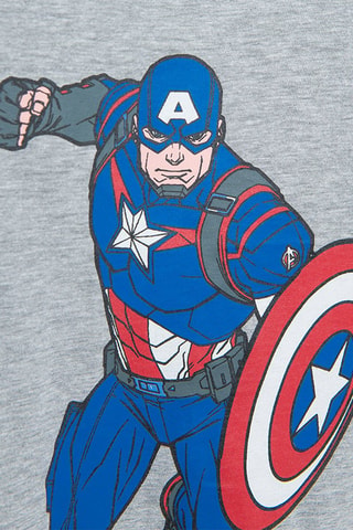 2 t-shirts Captain America Avengers Marvel - Gris chiné et blanc