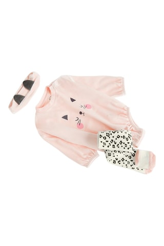 Ensemble 3 pieces  Rose poudre et blanc