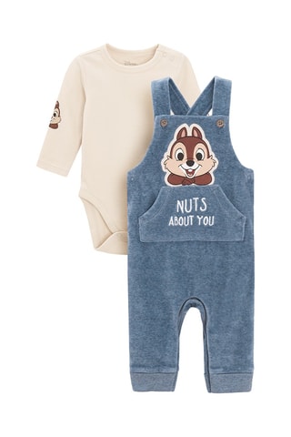 Body et salopette Tic et Tac Disney - Beige et indigo