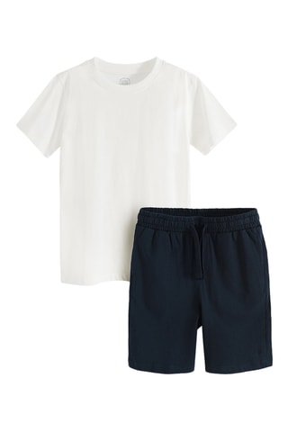 T-shirt et short - Ecru et bleu marine