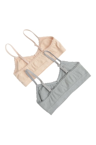 2 brassières push-up - Gris et saumon