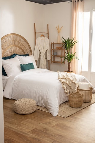 Funda de almohada de percal de algodón 80 hilos/cm² - Blanco