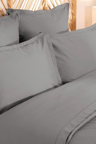 Funda de almohada de percal de algodón 80 hilos/cm² - Gris