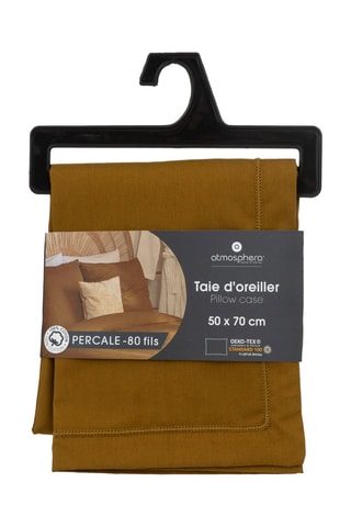 Funda de almohada de percal de algodón 80 hilos/cm² - Ocre