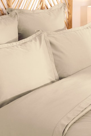 Funda de almohada de percal de algodón 80 hilos/cm² - Beige