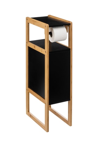 Mueble portarrollos de papel de WC - 20 x 33 x 80 cm - Negro