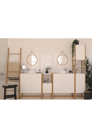 Colonne de salle de bain - 170 x 33 x 33 cm - Blanc et naturel