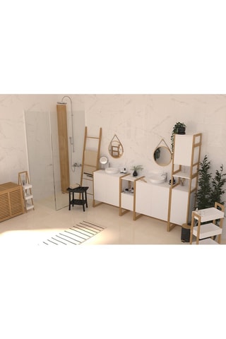 Colonne de salle de bain - 170 x 33 x 33 cm - Blanc et naturel