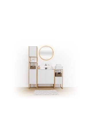 Colonne de salle de bain - 170 x 33 x 33 cm - Blanc et naturel
