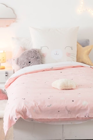 Juego de nórdico de algodón 115 g/m² Chat - Rosa y blanco