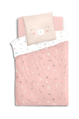 Juego de nórdico de algodón 115 g/m² Chat - Rosa y blanco